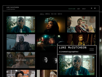 Responsive layout web design for Luke McCutcheon- DP cinematography design graphic design logo video web design