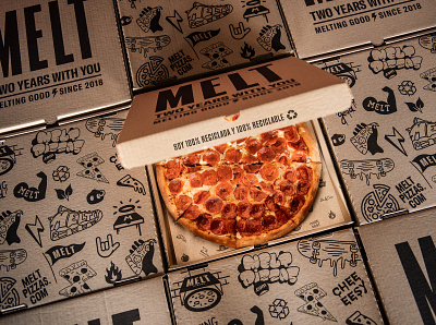 Birthday Melt design illustrations packaging pizza