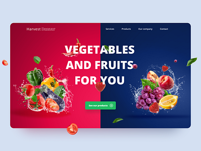 Fruit and vegetable e-commerce website home screen