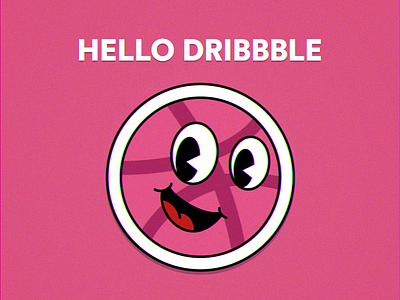 (ง ͠ ͠° ل͜ °)ง Hello Dribbble ball cuphead debut first shot illustration invitation retro thanks