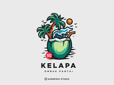 Beach Coconut Design Logo