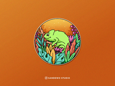 Nature Chameleon Illustration Character Design awesome awesome creative logos badge badgedesign beauty branding chameleon chameleonlogo design illustration leafe logo logodesign logotype nature natureillustration naturelogo vector wild wildlifedesign