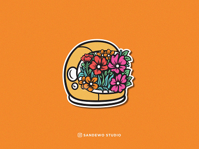 flower astronaut logo design