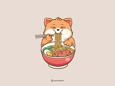 cat ramen illustration