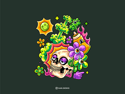 colorful illustration skull