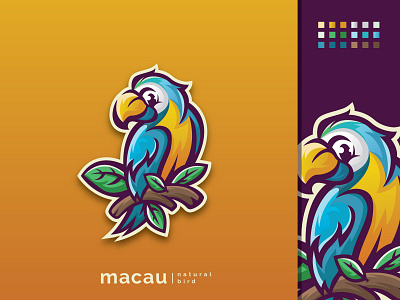 macaw bird logo can be used for print and digital media awesome awesome creative logos awesome logo bird color cool cute digital drawn esport esport logo esportlogo logo logodesign logotype macau print shirt vector