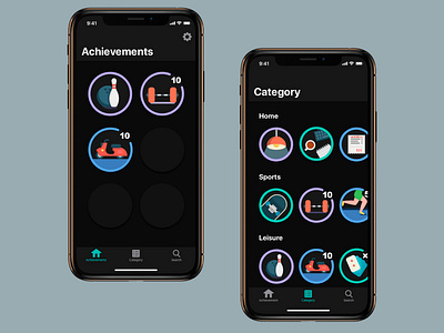 Achievements App app design icon illustration mobile ui ux