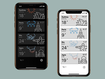 Weather App app design ios mobile ui ux