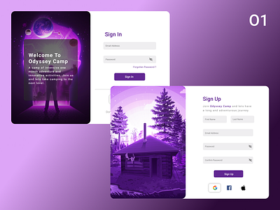 Sign Up/ Sign In page camping daily 100 challenge dailyui design figma figmadesign icon illuatration typography ui ux