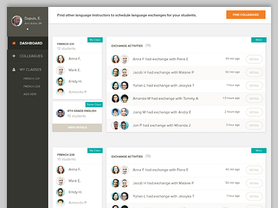 Class Pairing Dashboard Concept