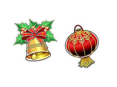 Holidays! bell chinese new year christmas game holiday icon illustration lantern