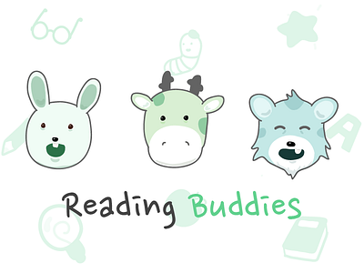 Reading Buddies animals books bunny giraffe illustration rabbit read reading wolf