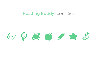 Reading Buddy Icons apple book buddy caterpillar glasses icons lightbulb pencil reading star