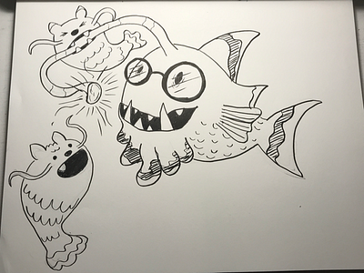 Inktober / 03 - Bait bait cat fish glasses inktober inktober2019