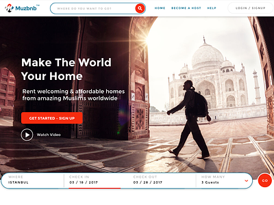 Muzbnb Homepage booking web