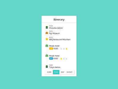 DailyUI 079 Itinerary