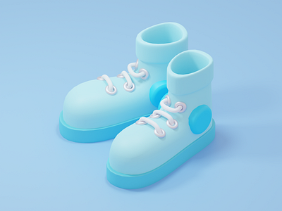 Baby blue shoes 3d 3dcg blender cg shoes