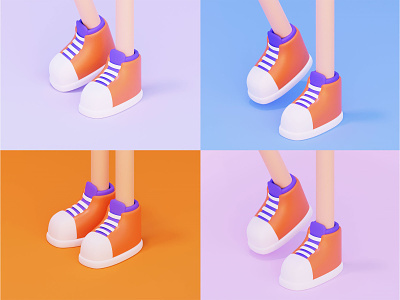 Shoes ver. Orange x Purple 3d 3dcg blender cg shoes