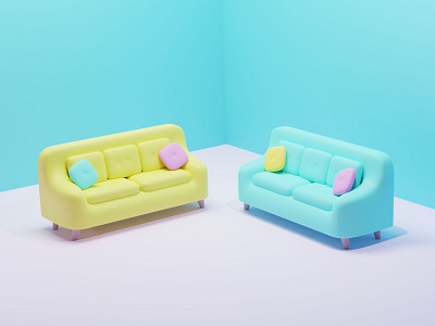 sofa in mini room 3d blender cg cute minimal sofa