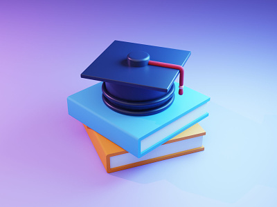 3D Icon - University 3d blender blender3d book cg hat icon university