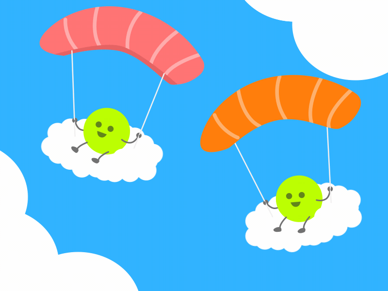 SUSHI Paragliders 2d animation 2d illustraion after effects aftereffects animated gif animation ebi flat gif loop loop animation motion graphics paraglade paraglane paraglider portfolio salmon shirimp sushi tuna