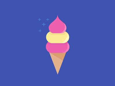 EYESCREAM clean color cone icecream illustration scoop vector waffle