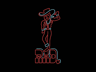 Rad Neon bakka belt cowboy hat neon rad sign stroke