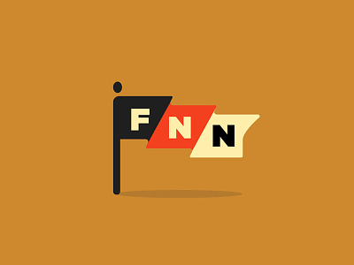 FNN black design flag logo pole red sans type vector wave
