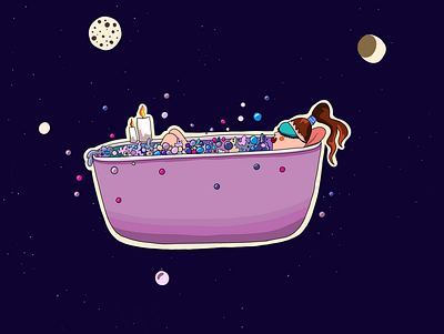 Space Bubbles 2d 2d art art bathtub bubbles character character desing drawing drawingart illustration illustration art me time procreate procreateapp self care take your time