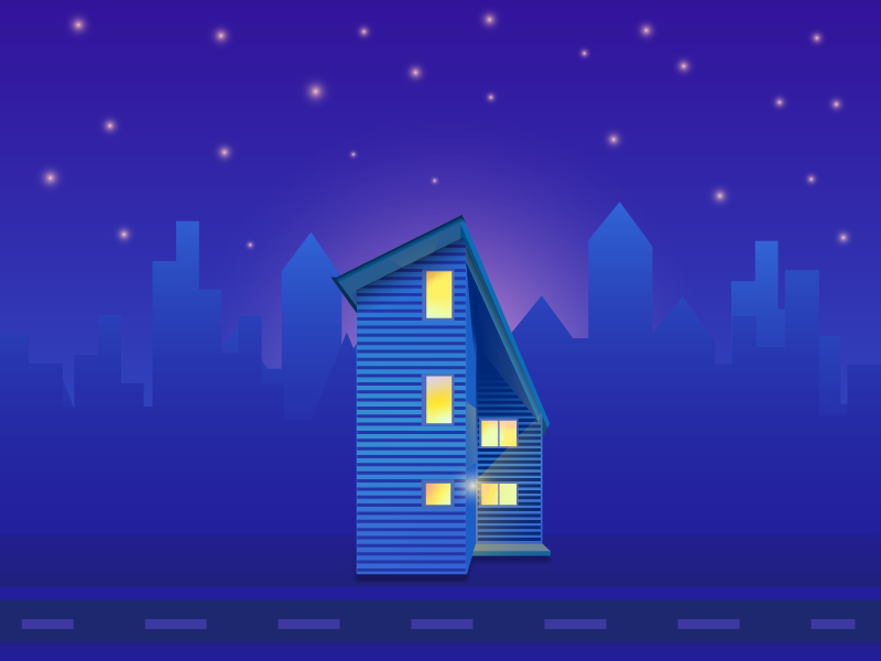 Lonely House shadows shadow lighting architecture gradient minimal flat vector illustration design