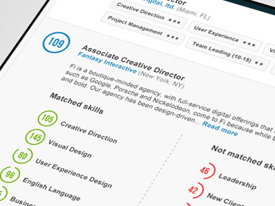 How do you match job offers? job matching number offers percentage rating skills