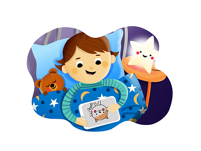 Illustration for Kids App bedtime book child empty state illustrations ipad kids onboarding read story