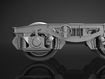 3D model of bogie Y25lsif 3d bogie model reflection silver tatravagonka vagon
