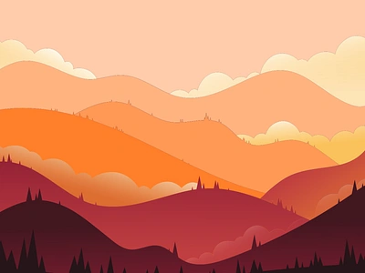 Landscape Mountain Sunset Illustration 3d art branding design digital art gradient graphic design gunung illustration inkscape landscape landscape illustration mountain natural nature pemandangan relax scenary sketch sunset