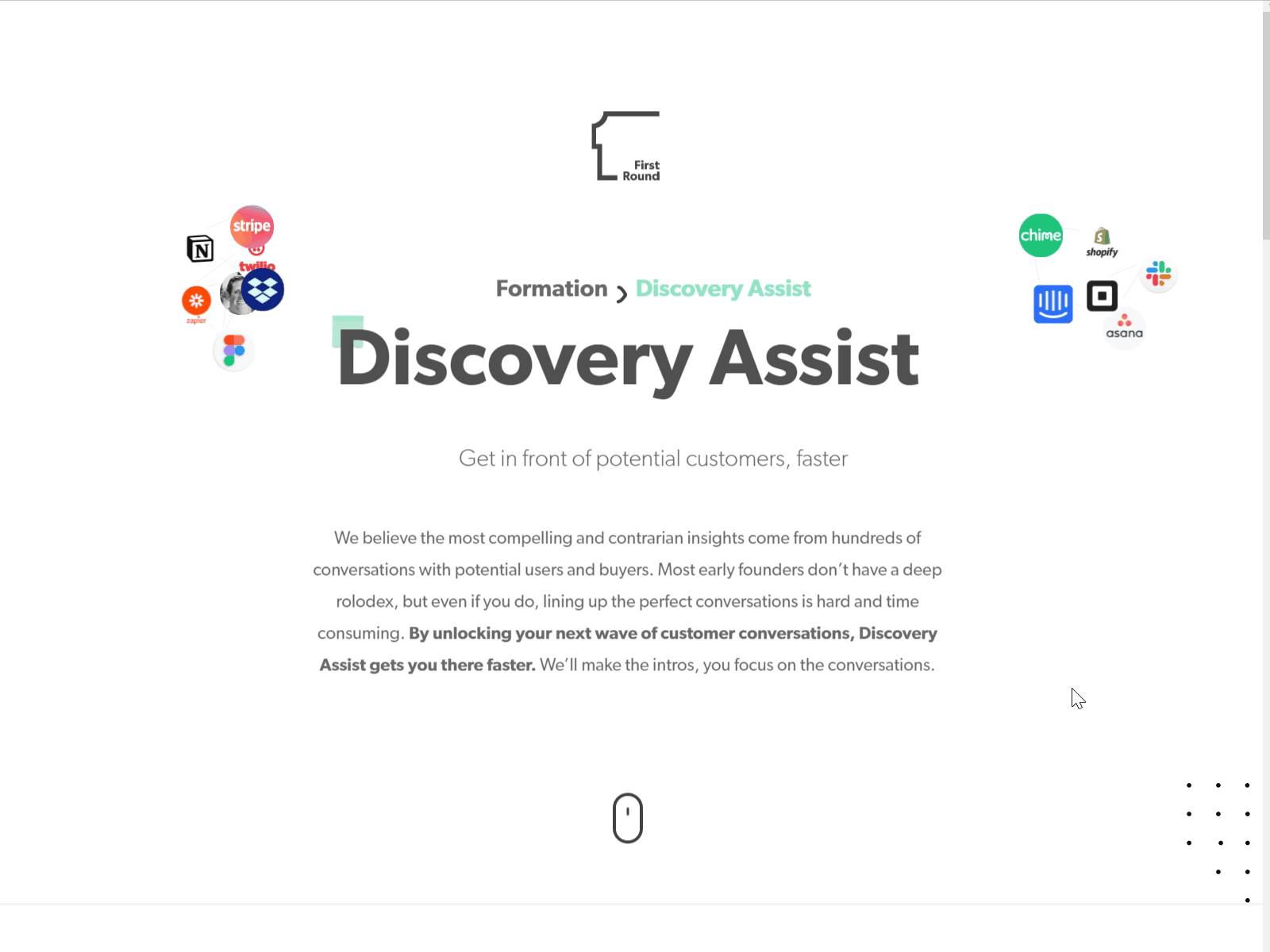 First Round Discovery Assist animation animation 2d first round logos lottie lottiefiles vc venture capital web design webflow