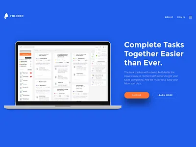 Foldded App branding buildings construction email landing page listing mail chimp messaging project manager task app task social network tasks
