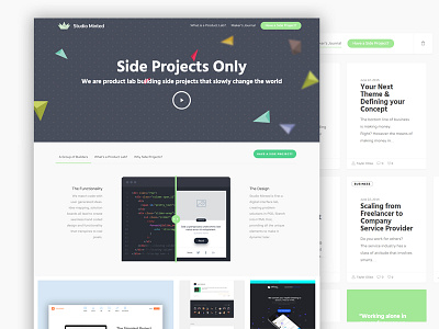 Studio Minted Redesign Rebrand blog community designer community green landing page pivot rebrand redesign side projects