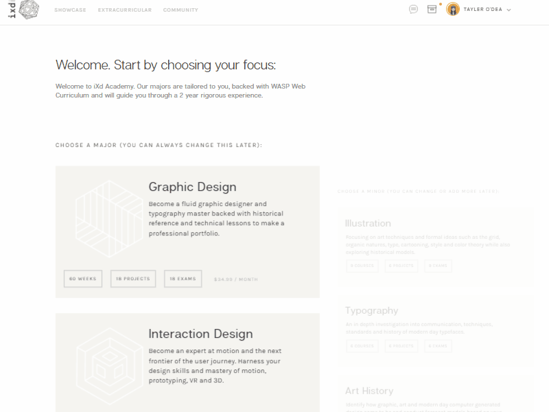 Learning Dashboard Promo3 card courses education education dashboard interaction ixd lms major minor onboarding ui ux