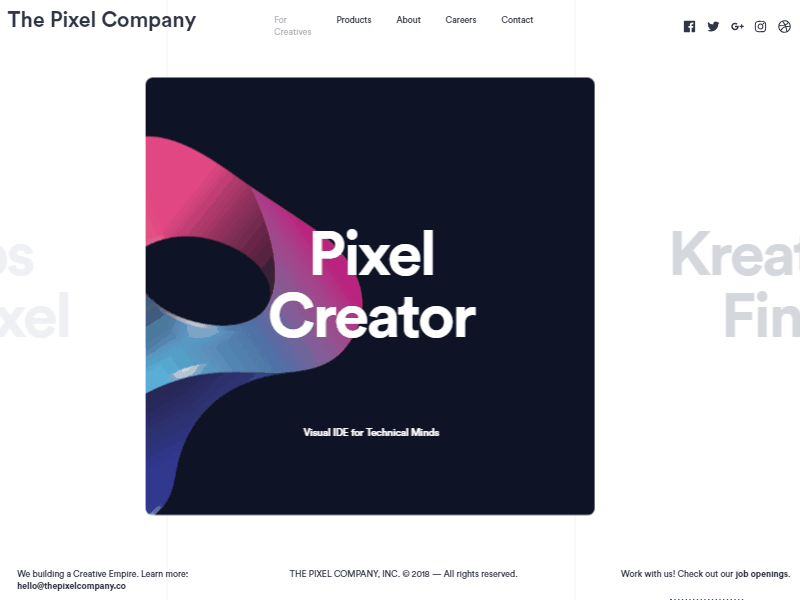 The Pixel Company Lander animation apps carousel desktop application hover hover animation landing projects saas scroll