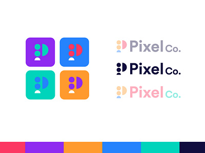 Pixel Co. Brand 2019 app design branding color logo colorful app colorful brand colorful logo landing logo p logo