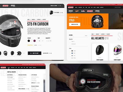 Simpson Helmet Dept. Redesign eccommerce page ecommerce helmet helmets sport sports store store front store page video