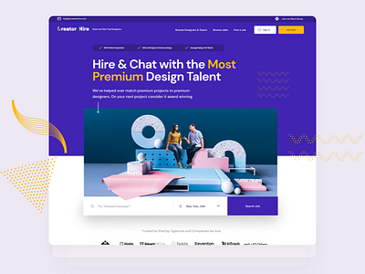 Creator Hire Landing Page brand branding dashboard design desktop illustration landing page ui ux webflow