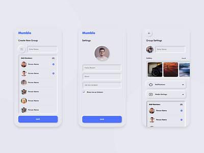 Group, Neumorphism app design app ui chat chat app group group settings members mobile app mobile app design neumorphism new app design persons ui ui ux ux