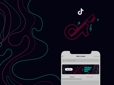 TikTok Music day Banner Design banner ads illustration ui uidesign uiux user experience ux userinterface visual design