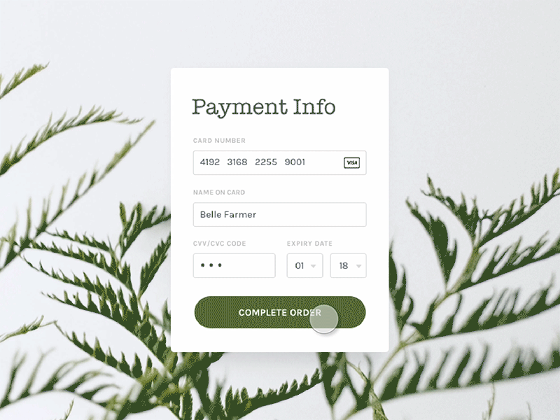 Daily UI 002 - Credit Card Checkout 002 checkout credit card dailyui flat flinto interaction ui