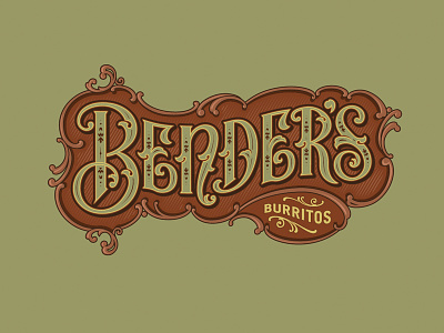 Bender's Burritos forefathers logo signage type vintage vintage sign