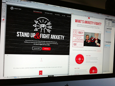 Anxiety Fight big type black branding forefathers homepage icons one page red website white
