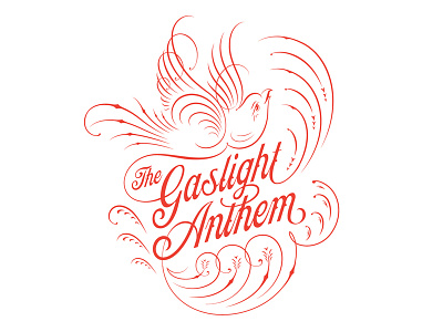 The Gaslight Anthem bird forefathers gaslight anthem illustration label merch red typography vintage white