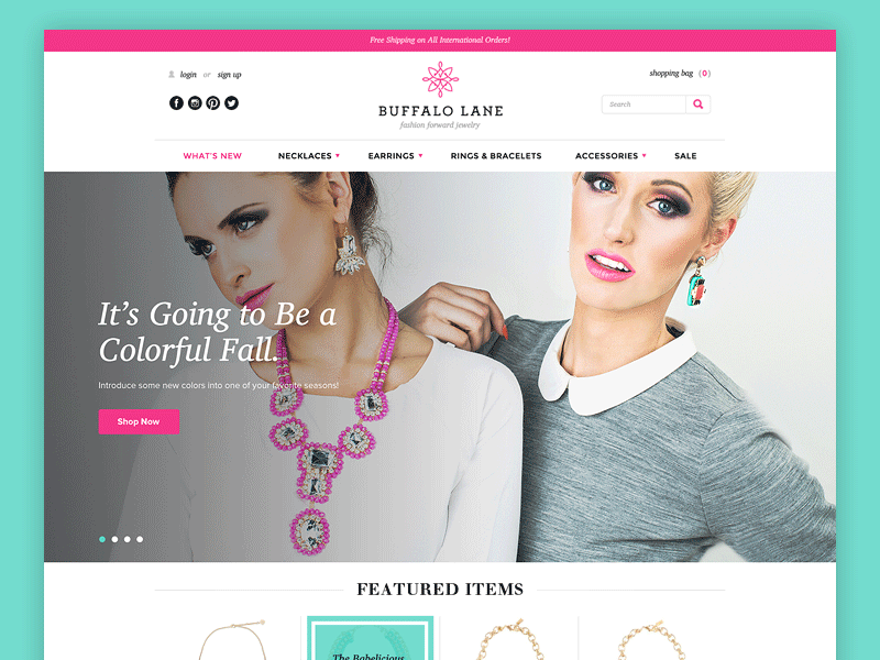 Buffalo Lane branding green homepage pink product page responsive store web design website white