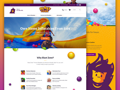 Blast Zone Website & Brand blast branding ecommerce forefathers fun homepage kids landing page products purple website yellow